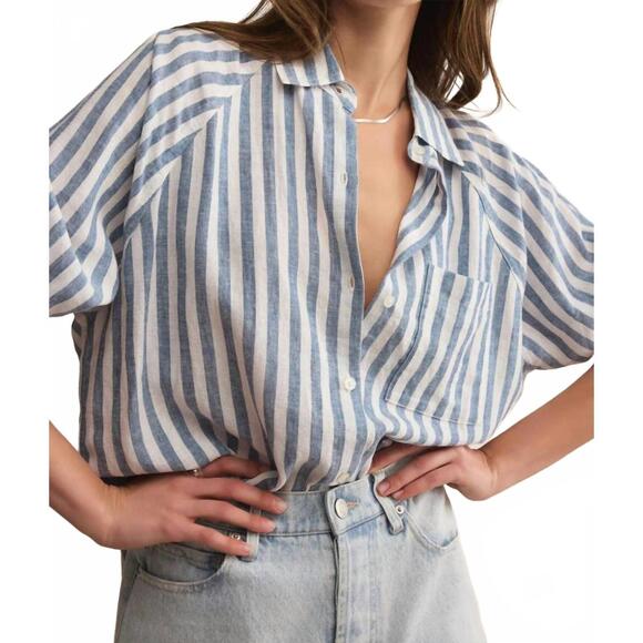 NEW Z SUPPLY perfect linen stripe top in boathouse - Picture 5 of 5